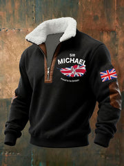 Men's Vintage England Flag Sir Michael Proud To Be British Printed Sweatshirt-2
