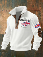 Men's Vintage England Flag Sir Michael Proud To Be British Printed Sweatshirt-1