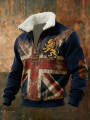 Men's Vintage England Flag Lion Printed Sweatshirt-1