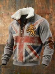 Men's Vintage England Flag Lion Printed Sweatshirt-3