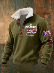 Men's Vintage England Flag Sir Michael Proud To Be British Printed Sweatshirt-4