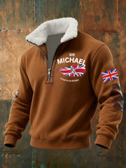 Men's Vintage England Flag Sir Michael Proud To Be British Printed Sweatshirt-5