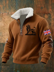 Men's Vintage England Flag Lion Printed Sweatshirt-5