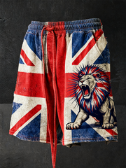 Men's  British lion combined with retro old style Printed Shorts