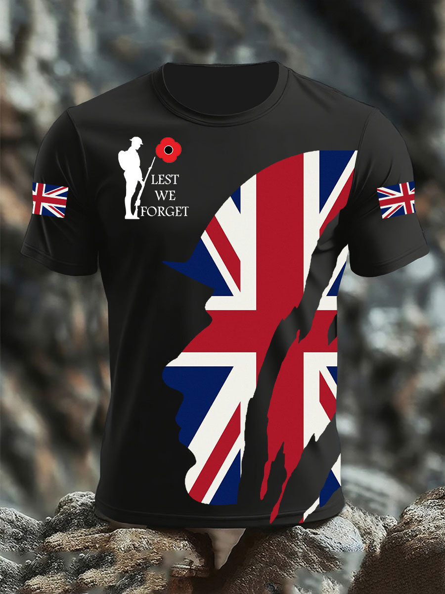 Men's Remembrance Day Lest We Forget Short Sleeves T-shirt-1