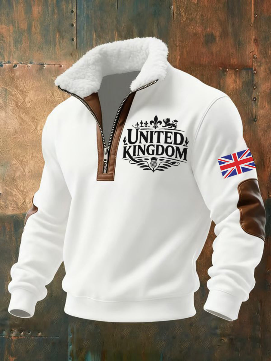 Men's Vintage England Flag Lion Printed Sweatshirt-1