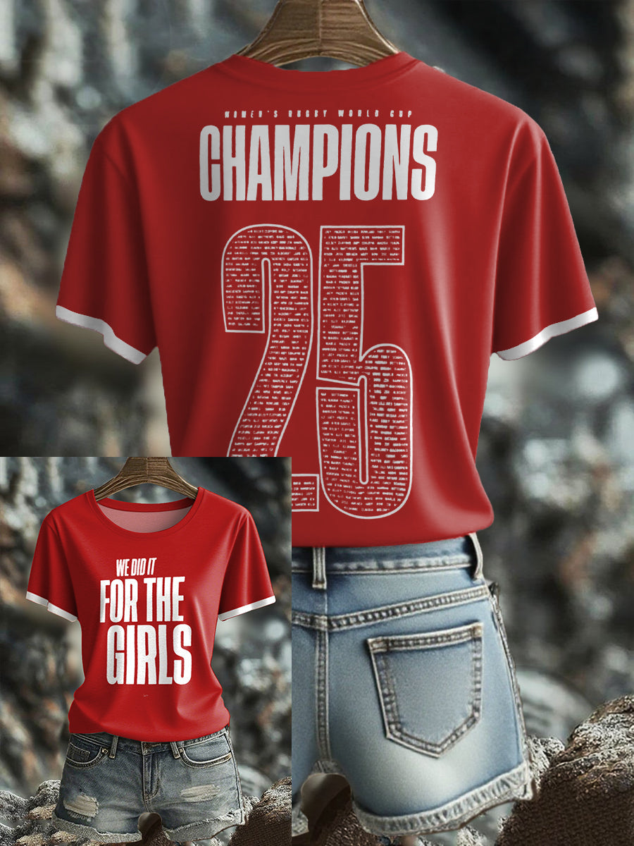 Women's England Rugby Lover Roses Printed T-shirt-3