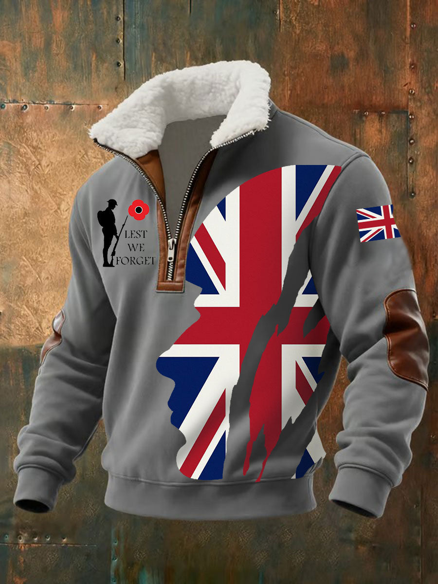 Men's Remembrance Day Lest We Forget aggy Zip-up Hoodie-2