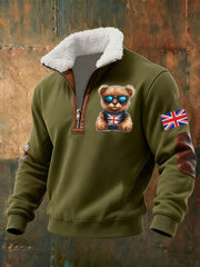 Men's Vintage England Flag Beer Printed Sweatshirt-4