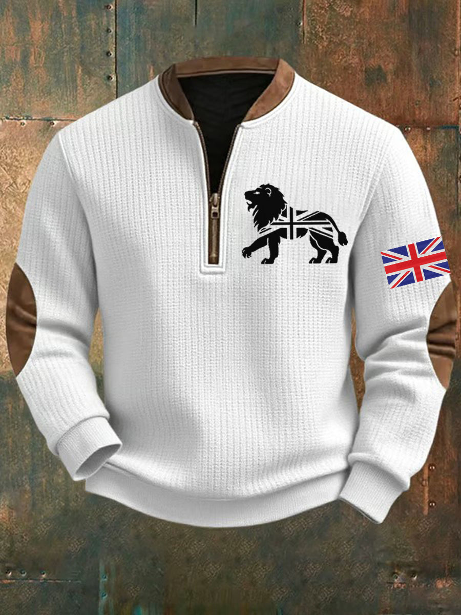 Men's Vintage England Flag Lion Printed Sweatshirt