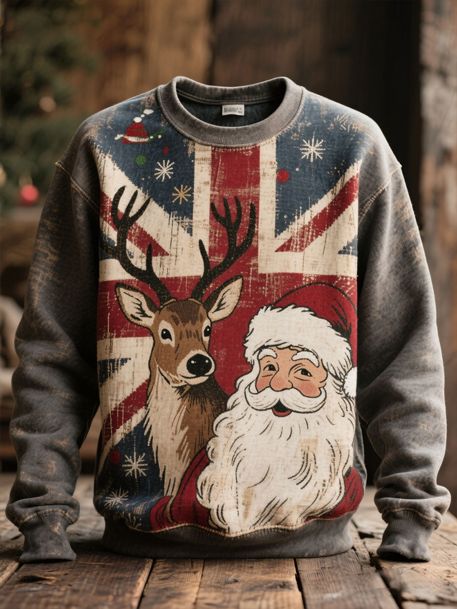 Unisex UK Flag Christmas Santa Printed Sweatshirt