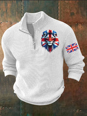 Men's Vintage England Flag Lion Printed Sweater-1