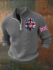 Men's Vintage England Flag Lion Printed Sweater-2