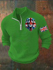 Men's Vintage England Flag Lion Printed Sweater-4