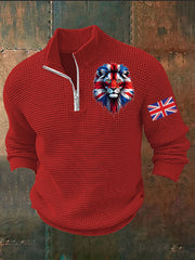 Men's Vintage England Flag Lion Printed Sweater-6