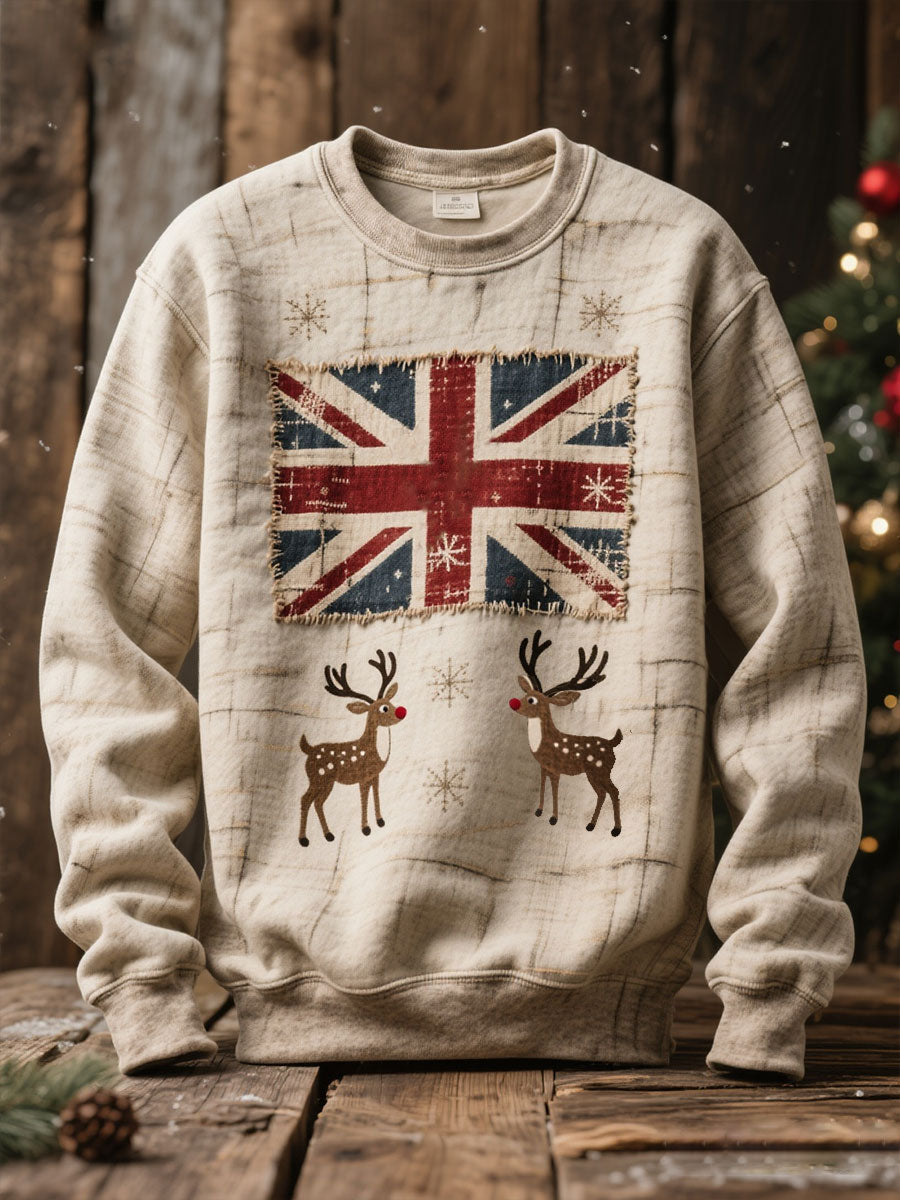 Unisex UK Flag Christmas Santa Printed Sweatshirt