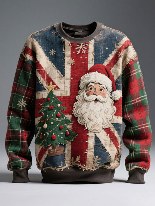 Unisex UK Flag Christmas Santa Printed Sweatshirt
