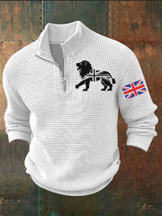Men's Vintage England Flag Lion Printed Sweater
