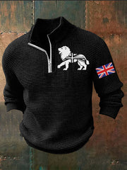 Men's Vintage England Flag Lion Printed Sweater-1