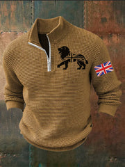 Men's Vintage England Flag Lion Printed Sweater-4