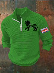 Men's Vintage England Flag Lion Printed Sweater-5