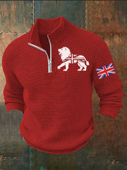 Men's Vintage England Flag Lion Printed Sweater-6