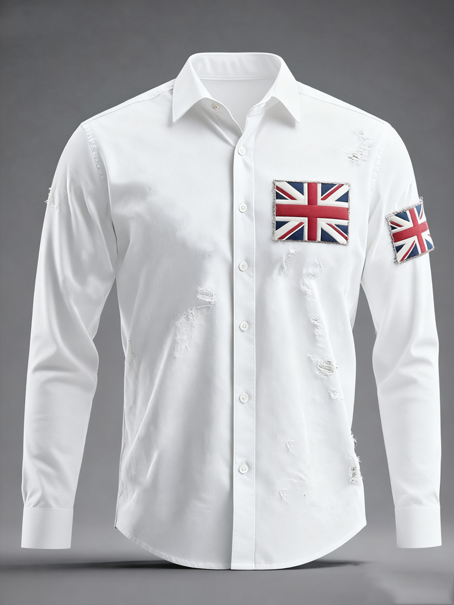 Unisex British Flag Patchwork Printed Shirt-1