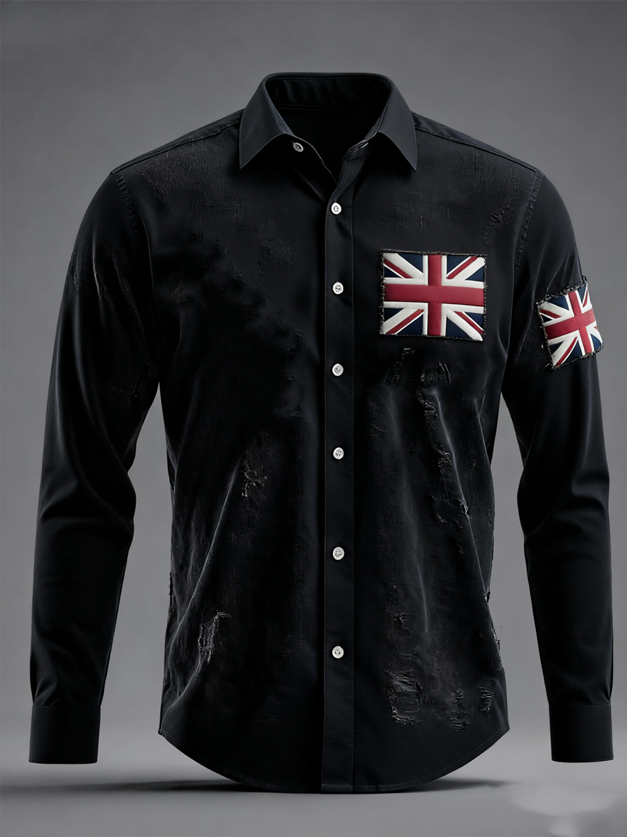 Unisex British Flag Patchwork Printed Shirt-2
