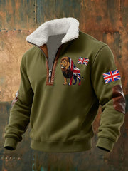 Men's Vintage England Flag Lion Printed Sweatshirt-4