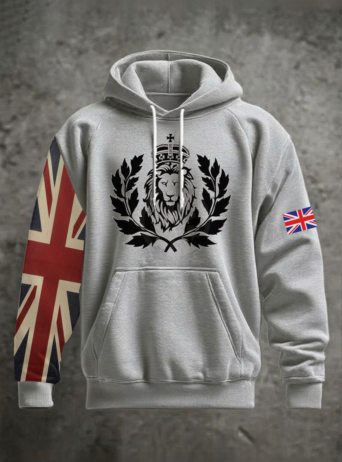 Men's Vintage England Flag Lion Printed Hoodie-3