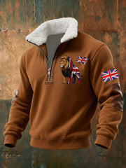 Men's Vintage England Flag Lion Printed Sweatshirt-5
