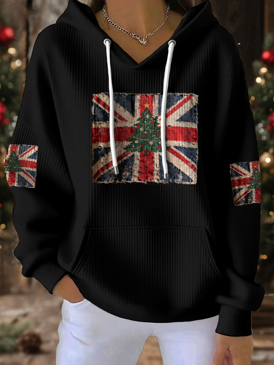 Women's UK Flag Christmas Santa Printed Sweatshirt-1