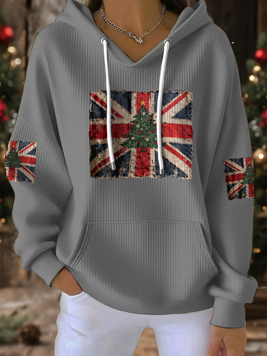 Women's UK Flag Christmas Santa Printed Sweatshirt-2