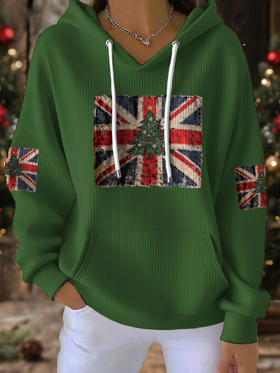 Women's UK Flag Christmas Santa Printed Sweatshirt-4