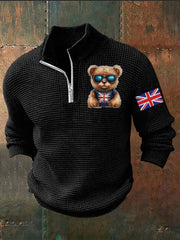 Men's Vintage England Flag Beer Printed Sweater-2