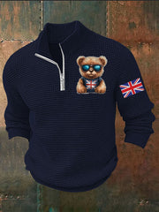 Men's Vintage England Flag Beer Printed Sweater-1