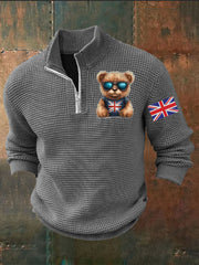 Men's Vintage England Flag Beer Printed Sweater-4