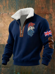 Men's Vintage England Flag Lion Printed Sweatshirt-2