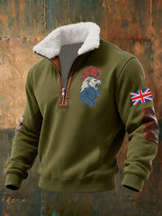 Men's Vintage England Flag Lion Printed Sweatshirt-4