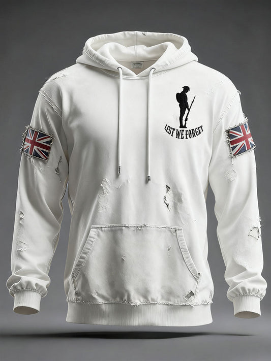 Men's Remembrance Day Lest We Forget Oversized Drop-Shoulder Hoodie With Pockets
