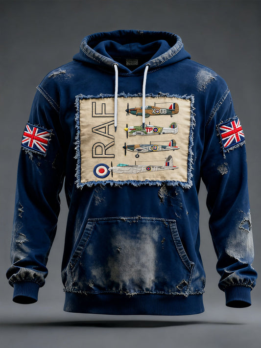 Men's Vintage RAF WW2 Aircraft Spitfire Lancaster Typhoon Hurricane Mosquito Casual Hoodie