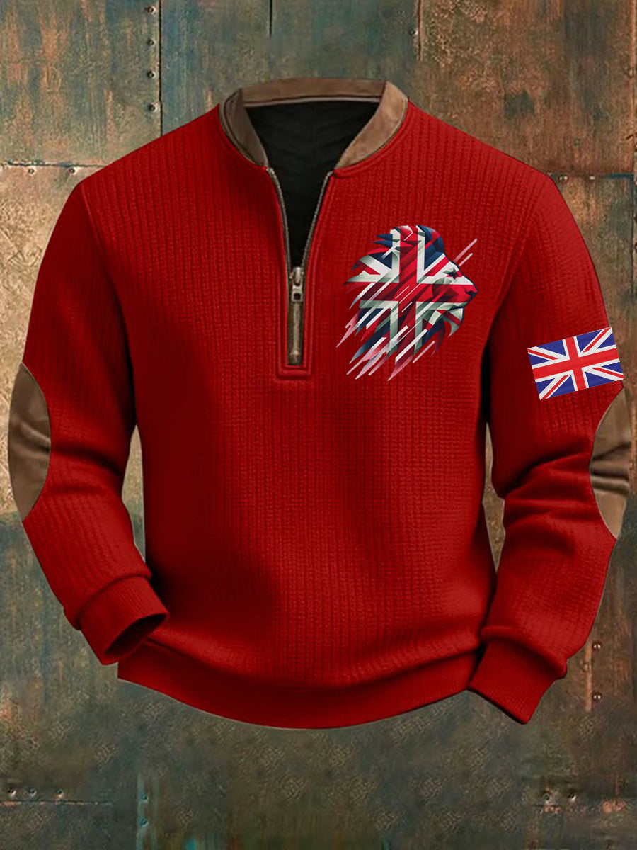 Men's Vintage England Flag Lion Printed Sweatshirt-4
