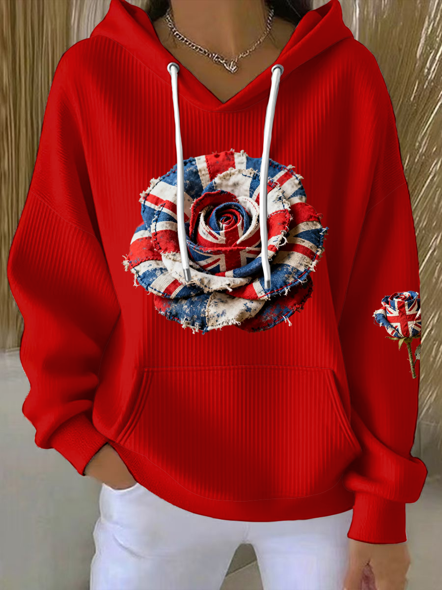 Women's  british patchwork Rose Printed Tops-1