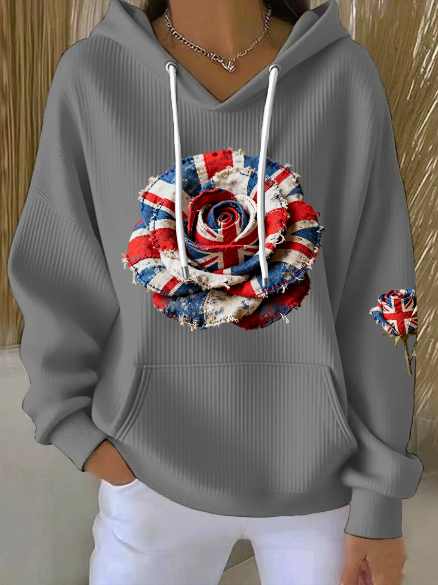 Women's  british patchwork Rose Printed Tops-2