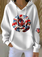 Women's  british patchwork Rose Printed Tops-3