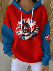 Women's  british patchwork Rose Printed Tops-5