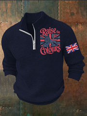 Men's Vintage England Flag Lion Printed Sweater-1