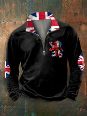 Men's UK Flag And Lion Printed Long Sleeve Top