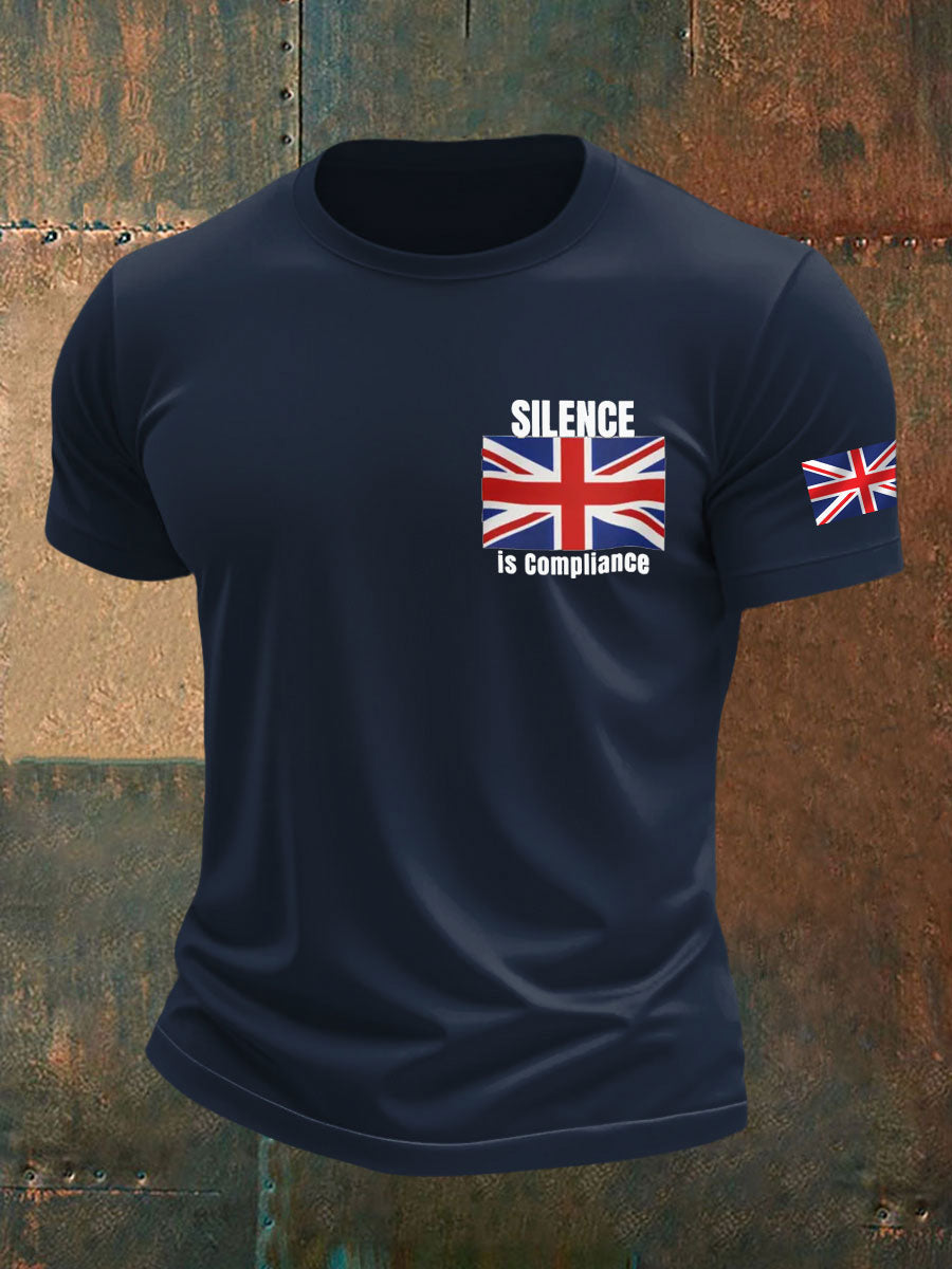 Men's Silence is Compliance imitation cotton short-sleeved T-shirt-1