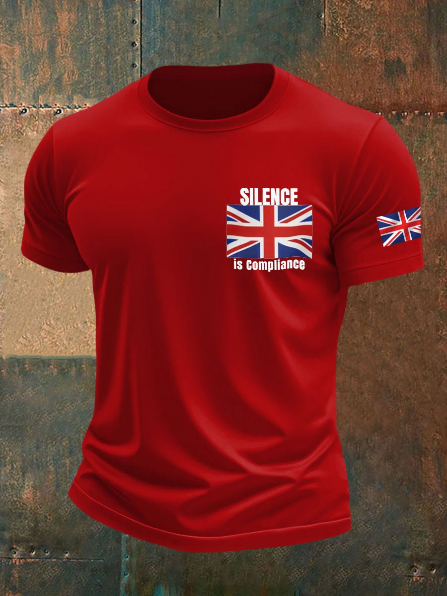 Men's Silence is Compliance imitation cotton short-sleeved T-shirt-2